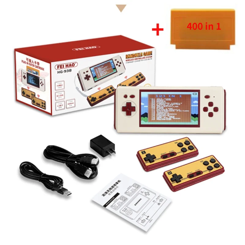 Handheld Game Console Nostalgic 4.3 Inch HD Large Screen Compatible With FC Yellow Multi Cartridge 