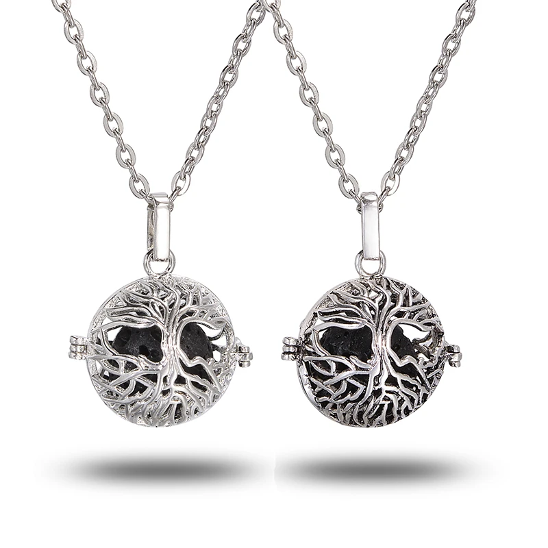 1Pc Aroma Antique Silver Color Pendant 16mm Lava Stone Diffuse Locket Necklace For Gift | Украшения и аксессуары
