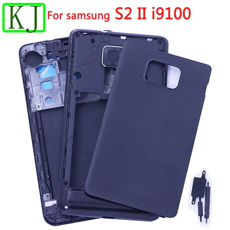 i9100 полный корпус для samsung Galaxy S2 i9105 Передняя средняя рама рамка батарея задняя крышка пластина для S2 I9100