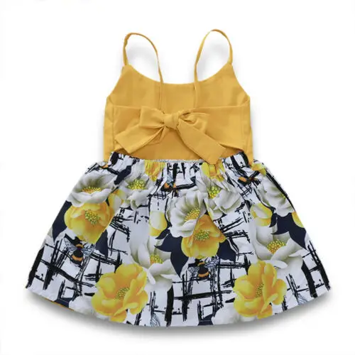 Короткое мини-платье без рукавов с цветочным рисунком для маленьких девочек летнее Повседневное платье для малышей сарафан для малышей от 0 до 24 месяцев
