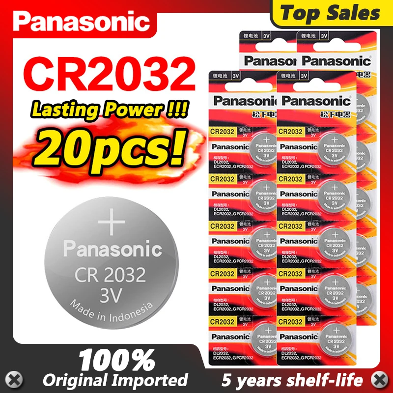 PANASONIC 20 шт. 3 в CR2032 DL2032 KL2032 5004LC стандартная литиевая батарейка для часов пультов