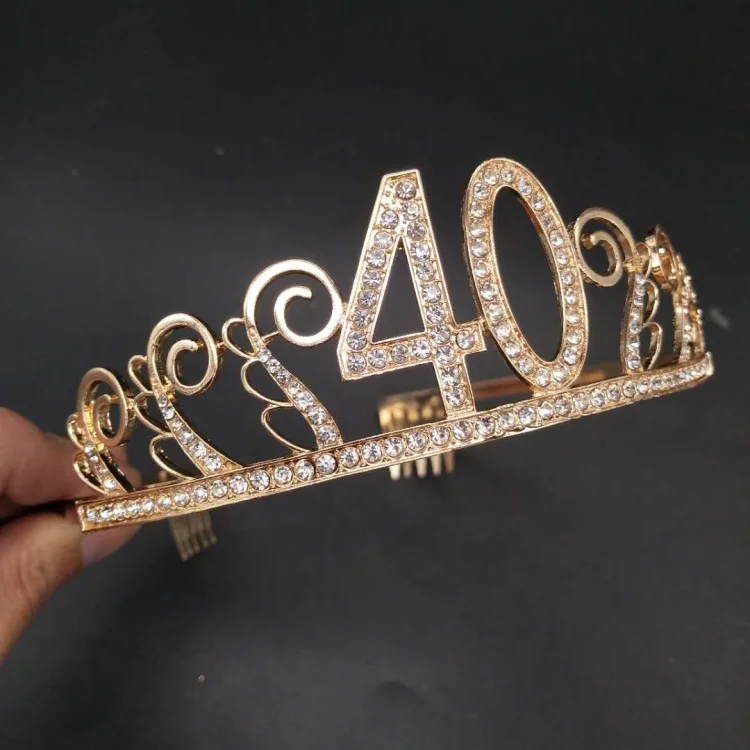 

Birthday Party Crown Cap Bakery Decoration Cake Crown with Numbers Crown 40-Year-Old with Numbers Crown Headdress