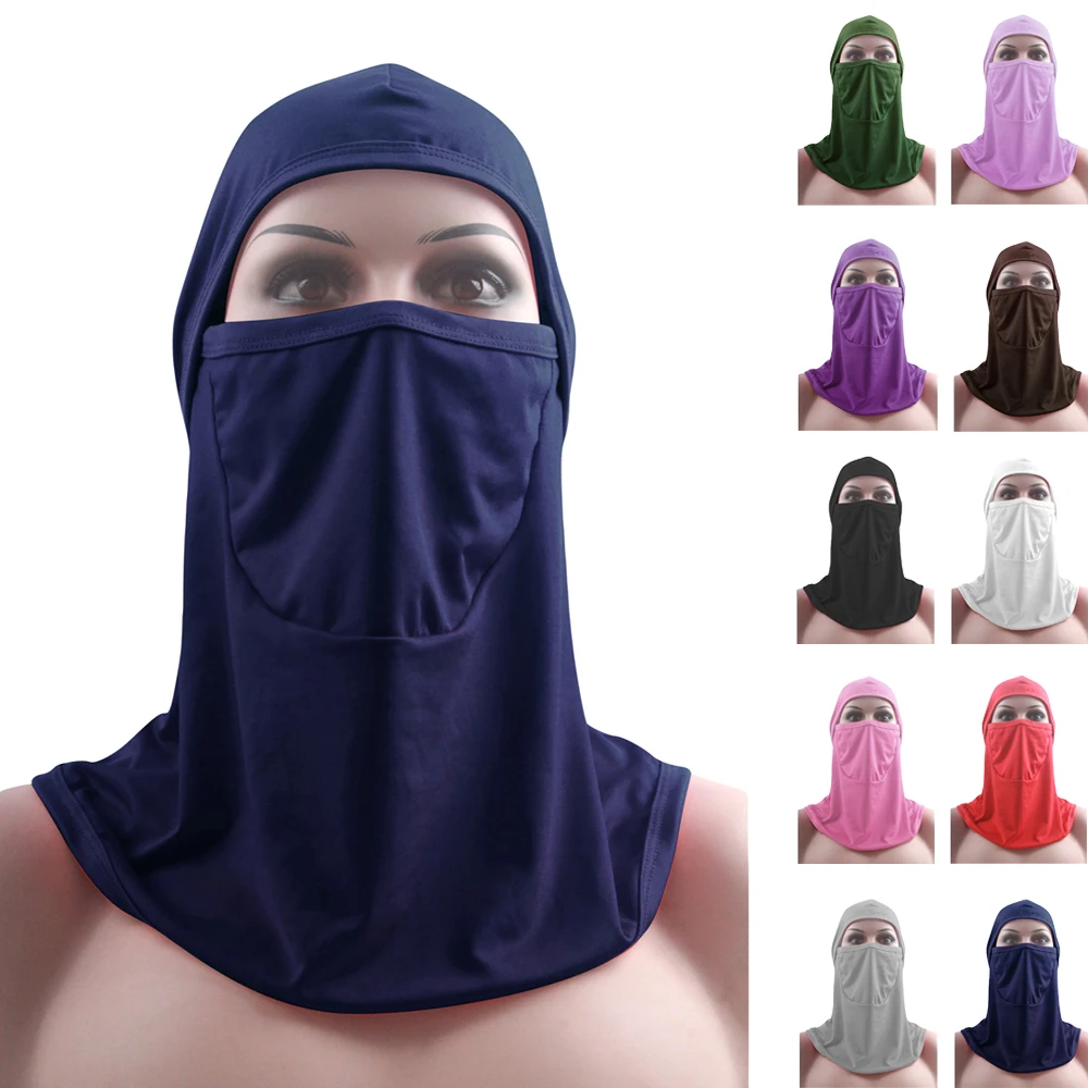 Одна деталь Рамадан Niqab вуаль лицо полное покрытие мусульманский хиджаб эластичные женские Burqa Amira шапки молитва скромная одежда Ближний Восток 14 цветов