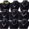 Gorgeous Elegant Bride Copper Inlaid Zircon Jewelry Set Earrings Necklace Two Piece Set Banquet Wedding Accessory Exquisite Gift 1