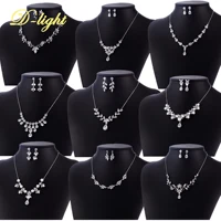 Gorgeous Elegant Bride Copper Inlaid Zircon Jewelry Set Earrings Necklace Two Piece Set Banquet Wedding Accessory Exquisite Gift 1