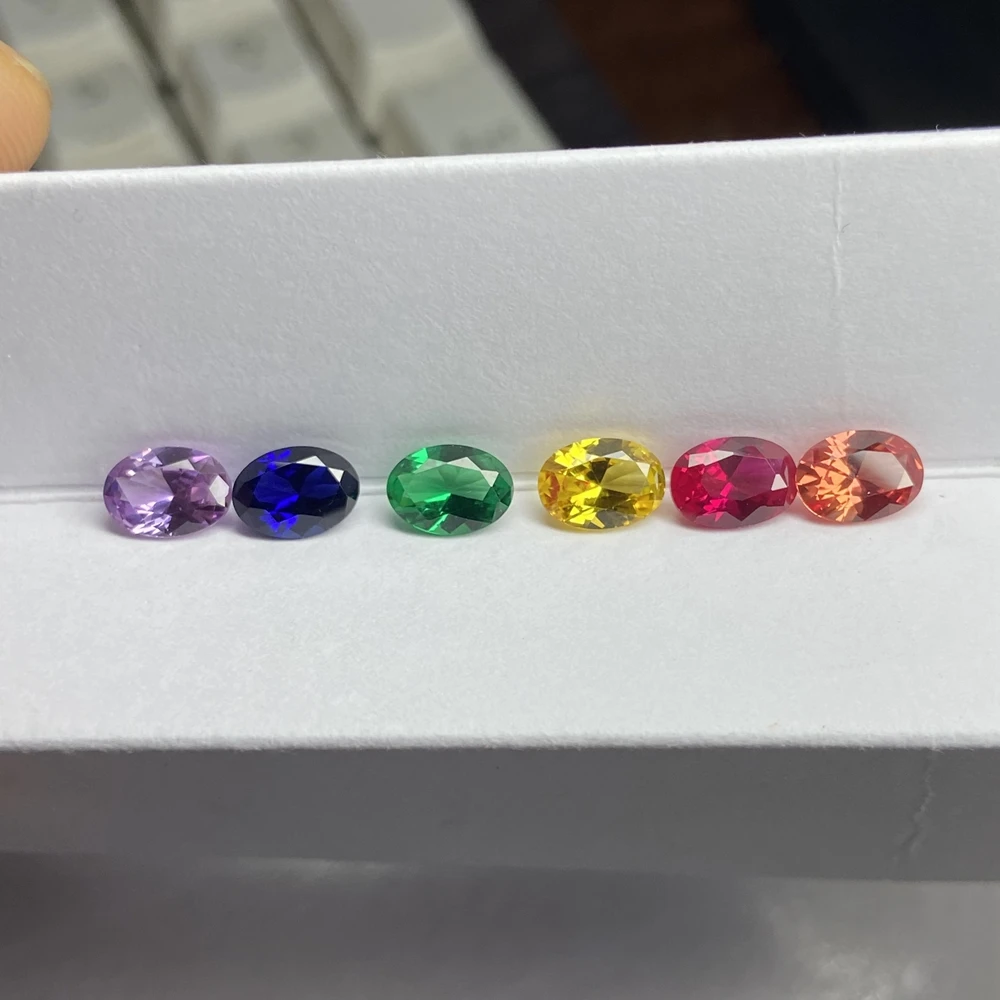 Meisidian 5A Quality 5x7mm Oval Cut Fancy Color Lab Sapphire Rainbow Gemstnoe