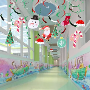 

30PCS Christmas Hanging Swirl Decoration xmas Ceiling Spiral Streamers Wonderland Themed Party Supplies