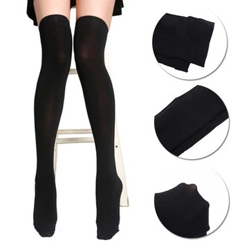 

2020 Autumn New White Women Fashion Long Socks Over Knee High Temptation Stretch Nylon Socks Long Socks Women Solid dropshipping