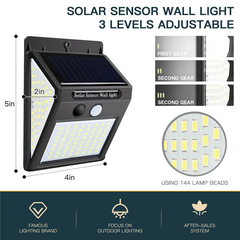 Emissor de Luz Solar ao ar Solar do Jardim Sensor de Movimento à Prova Água para a Decoração do Jardim Conduziu a Luz Diodo Livre Luz Pir Dwaterproof Solar 20 - 30 100 144 7 High Quality Luzes e Iluminação
