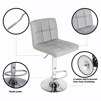 

【UK Warehouse】 2pcs 60-80cm 6 Checks Round Cushion No Armrest Bar Stool Gray{Free Shipping UK} Drop Shipping