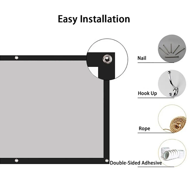 Thinyou Matte Gray Fabric Fiber Glass 72inch 4:3 Home Projection Screen Film Theater  Movie Video Screen for Projector