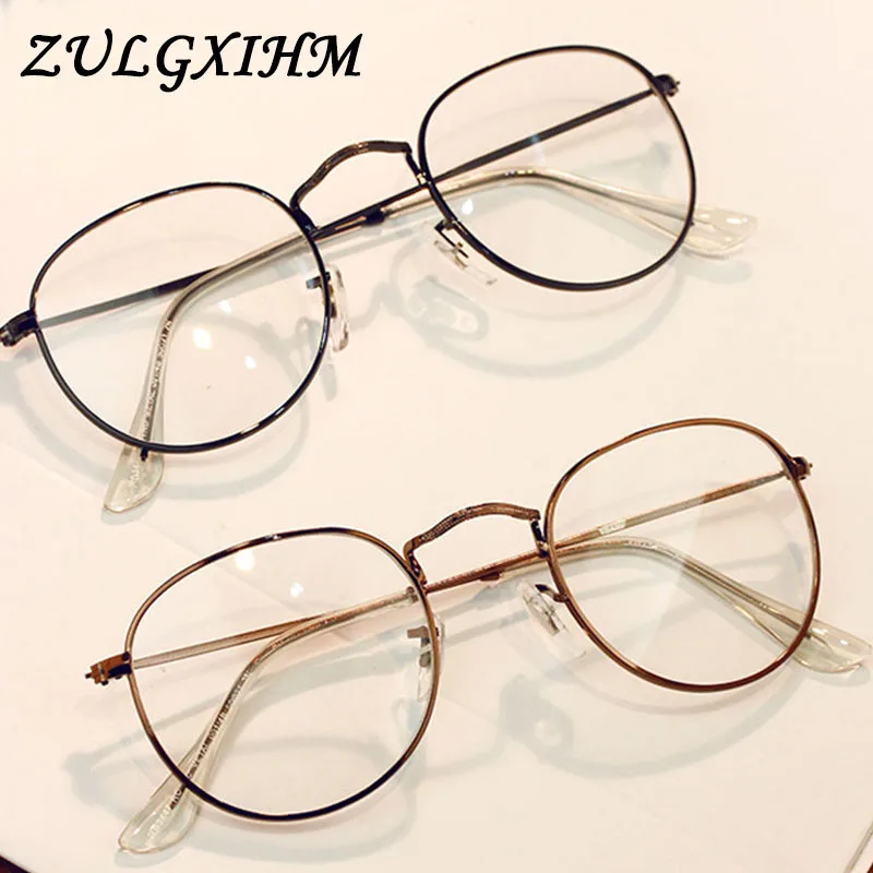 

Metal Glasses Frame Women Vintage Round Myopia Optical Prescription Eyeglass Frame Men 2020 New Flat light Eyewear