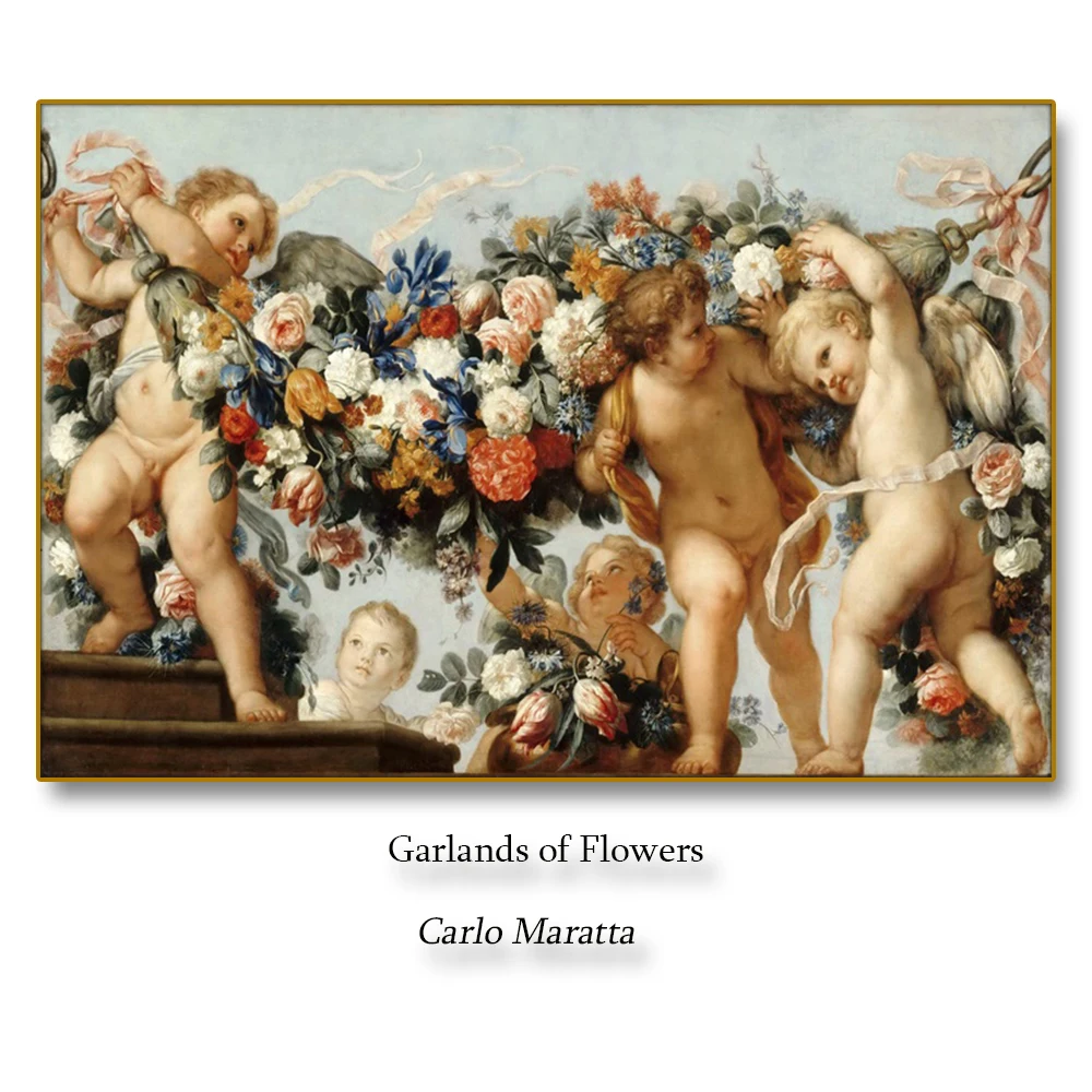 Гирлянды цветов от Carlo Maratta холст живопись каллиграфия плакаты картины на стену