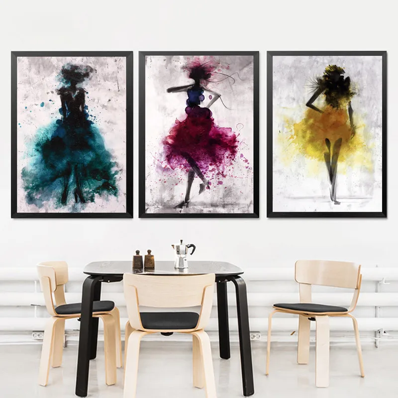 

Multicolor fashion girls canvas pictures for living room modern poster print canvas painting