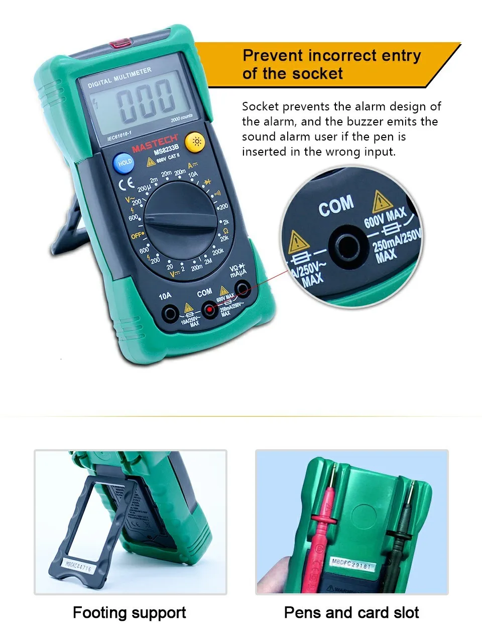 MASTECH MS8233B Цифровой мультиметр Бесконтактный прибор для измерения напряжения детектор с подсветкой