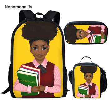 

Twoheartsgirl Kids Backpack Sets Black Girl Magic Bookbags for Children Cartoon Art Black African American Schoolbags Mochila