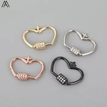 

5pcs/Lot 24x19mm CZ Micro Paved Butterfly Screw Clasps Lock Carabiner Connecter Clasps Charms For Necklace Making FH-228AMF.C