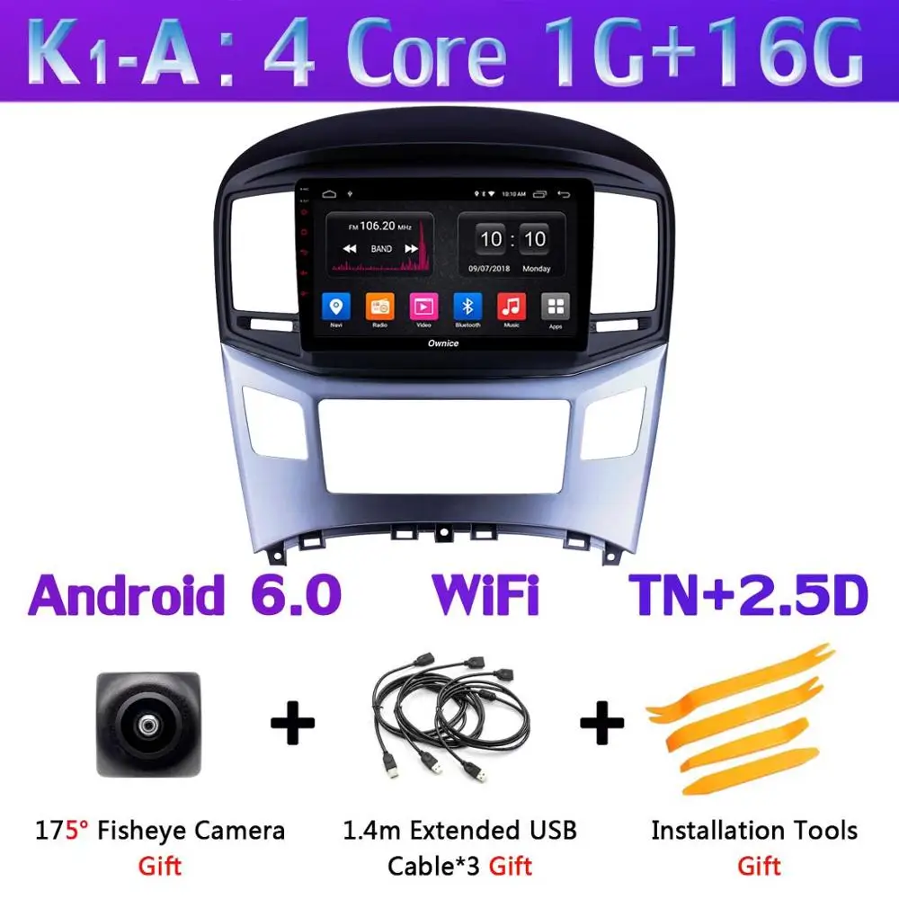 K1-A 360 ° панорамный 4G SIM Android 9,0 4G+ 64G gps радио CarPlay SPDIF DSP Автомобильный плеер для hyundai H1Grand Starex - Цвет: K1-A