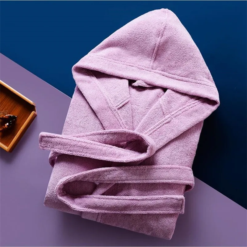 100% Cotton Toweling Terry Bath Robe Unisex Lovers Soft Bathrobe Men Women Nightgown Sleepwear Male Casual Home Hotel Bathrobe