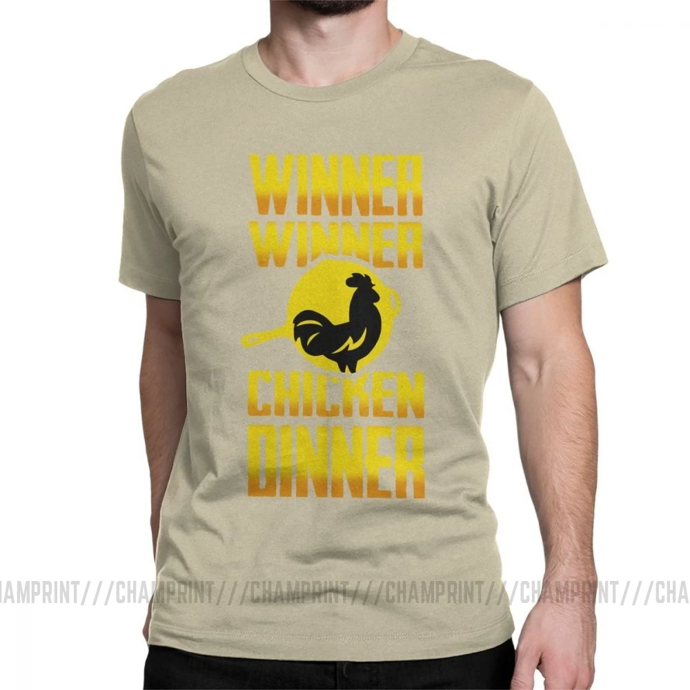 Мужские футболки PUBG Winner Chicken Dinner, винтажные футболки с короткими рукавами и круглым вырезом, хлопок, летние футболки - Цвет: Хаки