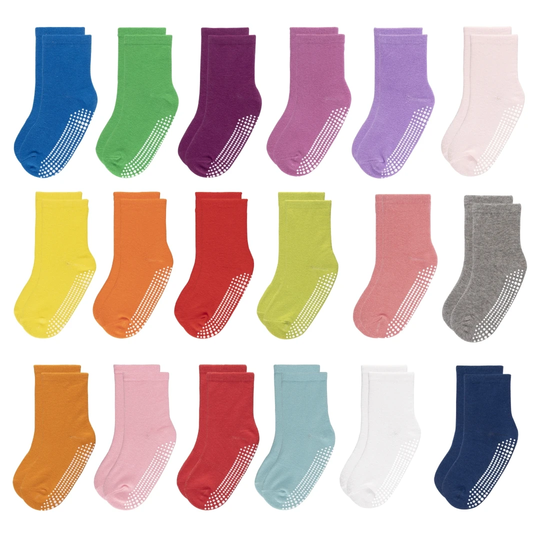 Calcetines Deportivos Antideslizantes para Bebé Niños y Niñas de 6 Meses a 7 Años, Varios colores, Algodón