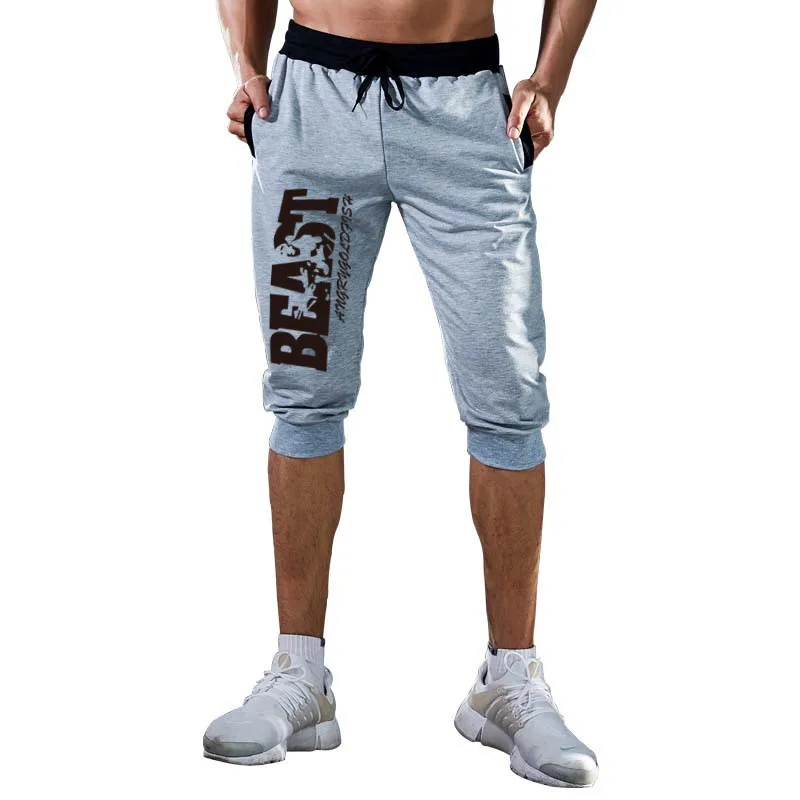 

2019 Hot-Selling Summer New Man's Shorts Casual Shorts Fashion 3/4 BEAST print Sweatpants Fitness Short Jogger M-3XL