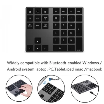 

Mini Wireless Bluetooth Keypad 34 Keys 2.4G Numeric Keypad Number Pad Keyboard For Apple Mac-book Laptop Tablets Type-C Receiver