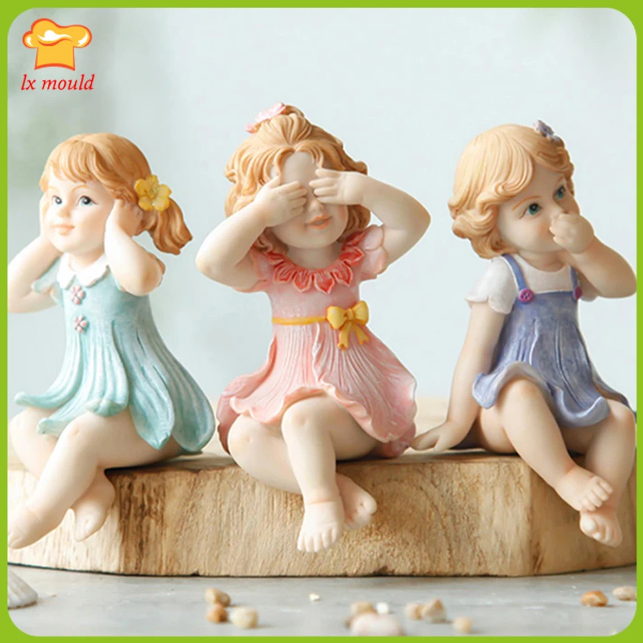 Силиконовая форма Elf Angel. Не слушайте. смотрите. скажите гипсовая декоративная