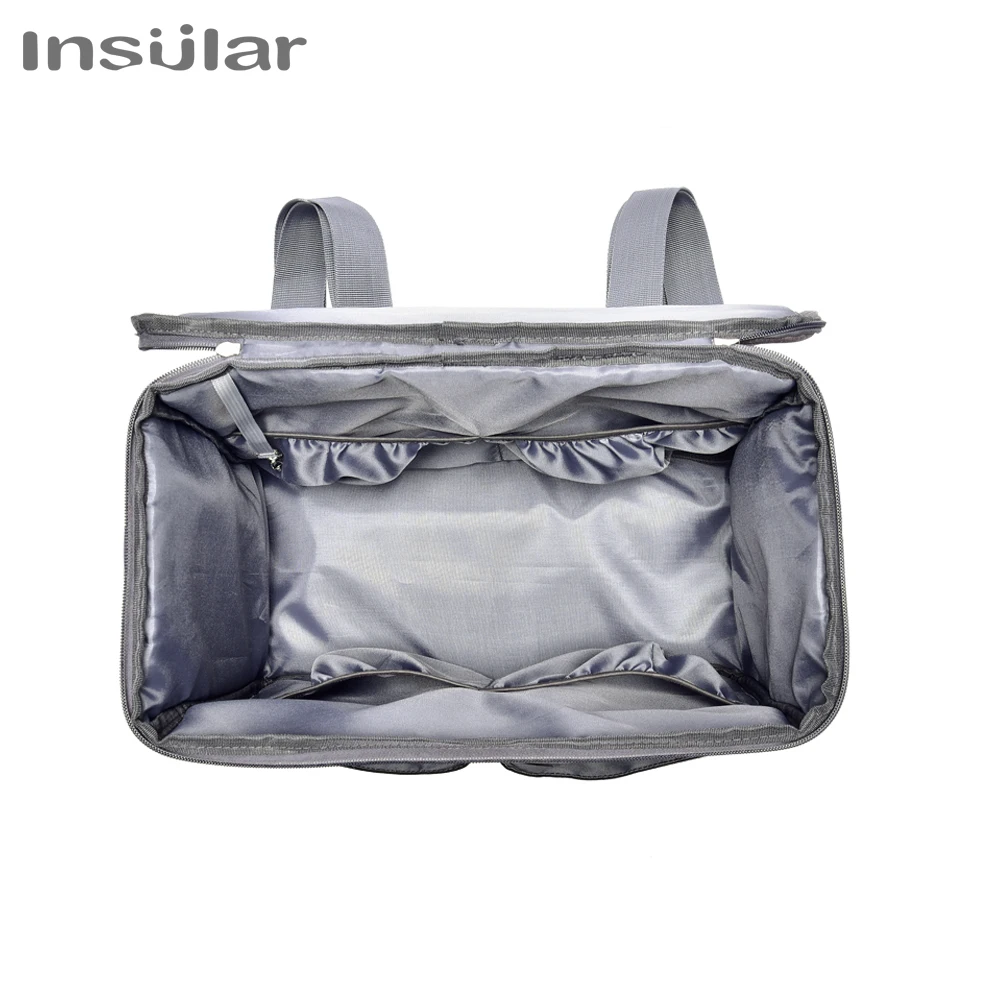 Insular Baby Diapers Bag Outdoor Travel Mommy Bag for Stroller Large Capacity Insulation Nursing Bag Polyester Solid Diaper Bag 6