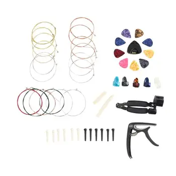 

Guitar Accessories Kit Silicone Fingertip Protectors Fingerstall Full-Size Guitar Finger Picks Pins Holder Plectrum