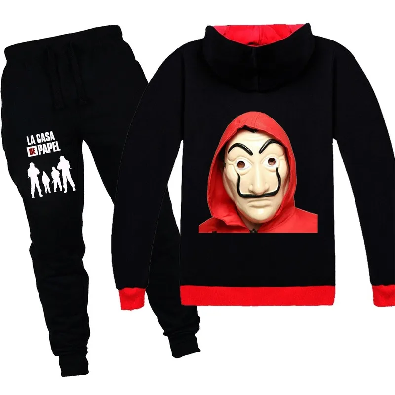 

Children Winter Clothes Active Wear The House of Paperla casa de papel disfraz boys Halloween Zipper Money Heist Costume Pants