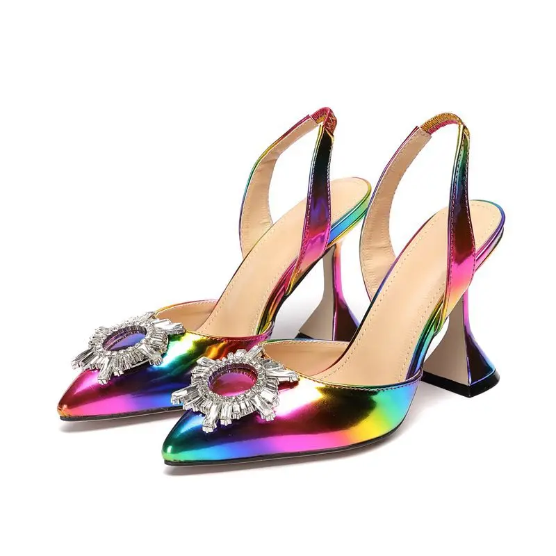 rainbow rhinestone sandals