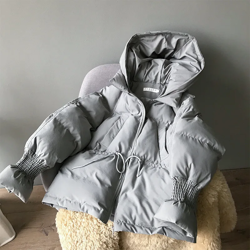 Mooirue Осень Зима Повседневное корейское пальто куртка женская хлопковая стеганая одежда манжета Тяговая веревка свободная хлопковая одежда