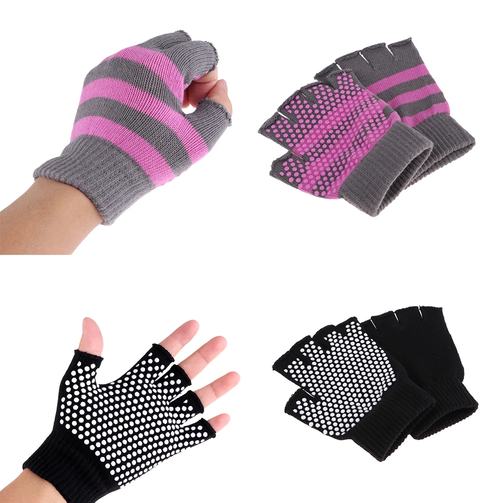 2pcs Yoga Gloves Half Finger Workout Fitness Glove with Anti-Slip Beads