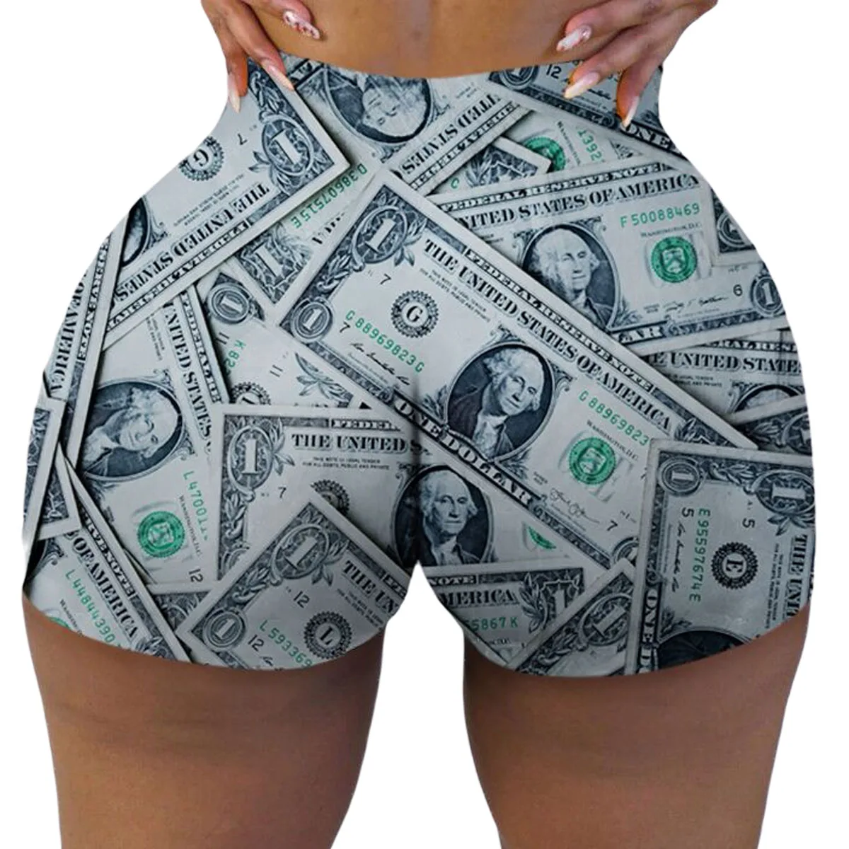 

Ladies Breathable Elastic Casual Style Printed Shorts Women Summer Sexy High Waist Tight-fitting Trousers Short Clubwear
