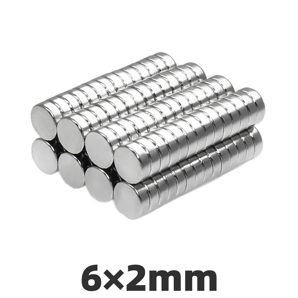 

50/100/500pcs Strong Rare Earth Neodymium Magnet, 6mm x 2mm Neo Neodymium N35 Magnets 6 * 2mm Fridge Modeling Disc 6x2