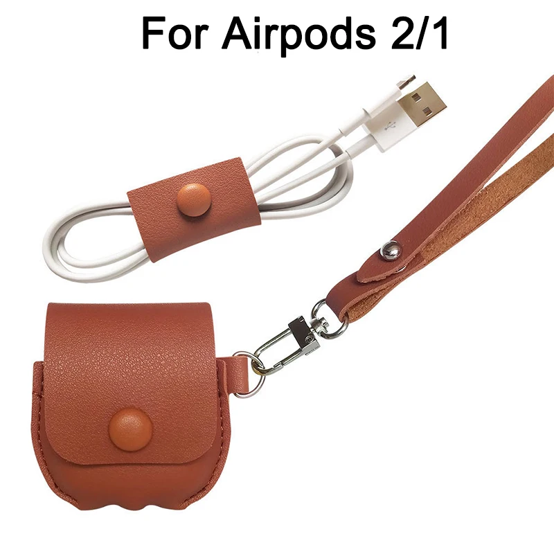 Khaki airpods 2 1 Сказочный кожаный чехол для Apple Airpods Pro, противоударный ремешок для наушников, чехол для AirPods 3 2 1, чехол для зарядки, защитный чехол - Цвет: Khaki airpods 2 1