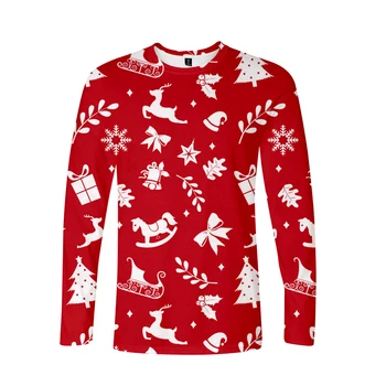 

Merry Christmas Tshirt Men Women 3D Long Sleeve Tops Santa Snowman Reindeer Novelty T-Shirt 2019 Gifts For The New Year Clothes