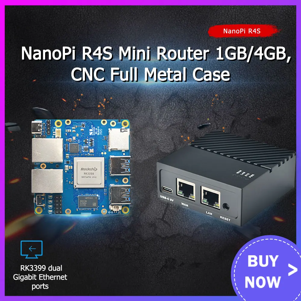 Шлюз Ethernet NanoPi R4S, 1 ГБ/4 ГБ, два Гбит/с, поддержка системы OpenWrt LEDE, V2ray SSR Linux Rockchip RK3399 Шлюз Ethernet NanoPi R4S, 1 ГБ/4 ГБ, два Гбит/с, поддержка системы OpenWrt LEDE, V2ray SSR Linux Rockchip RK3399