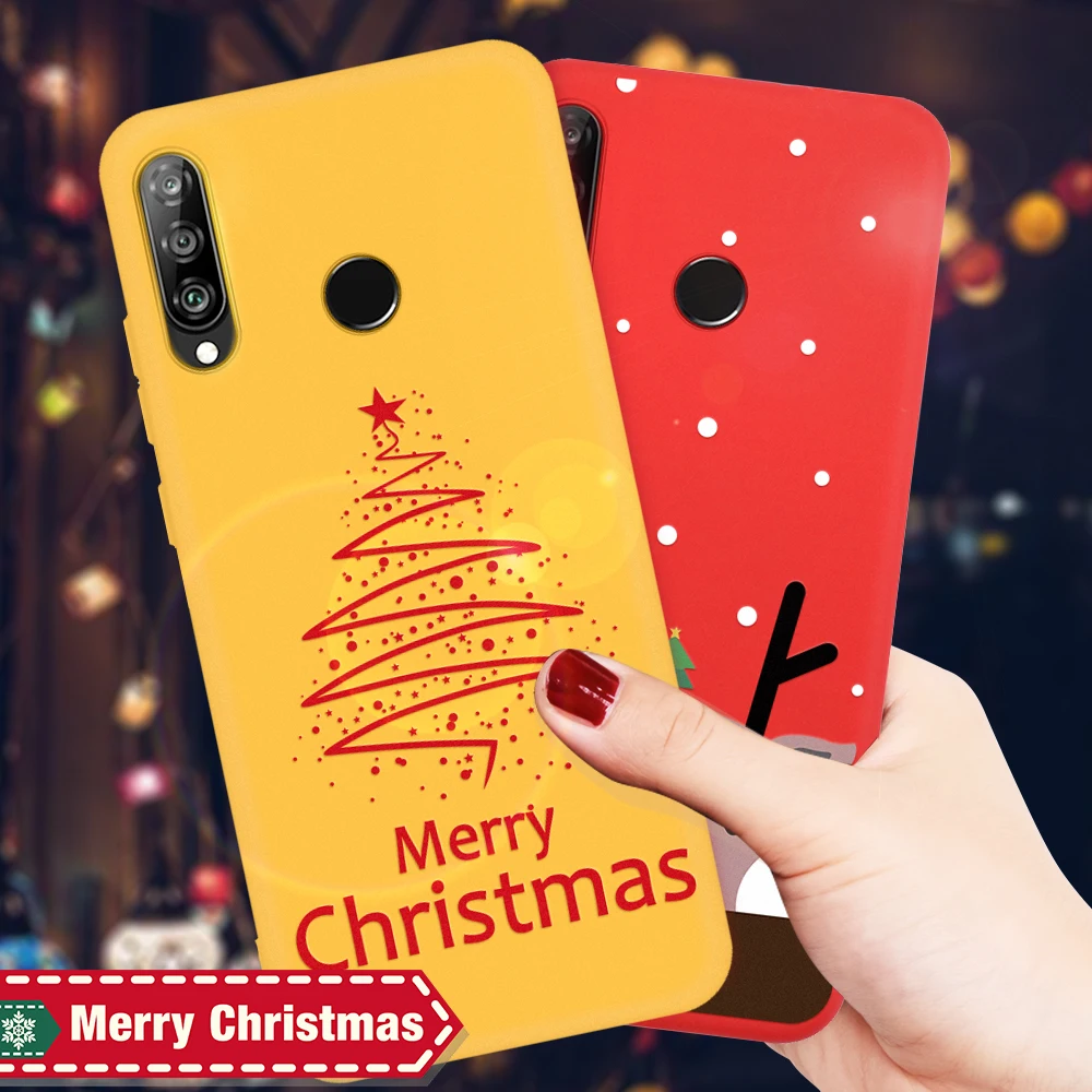 Мягкий чехол из ТПУ с рождественским рисунком для huawei P20 P30 Lite, матовая Защитная крышка, чехол для huawei Honor 10 20 Lite 8X 9X