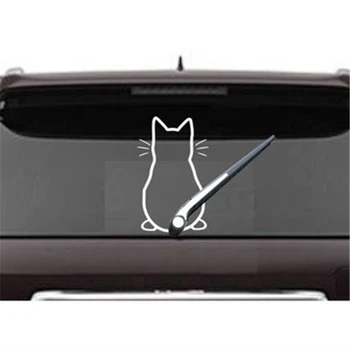 

Kitty Cat Windshield Wiper Cut Decals decoration Home Laptop Computer Truck Car Bumper waterproof Sticker Decal decor HQ209
