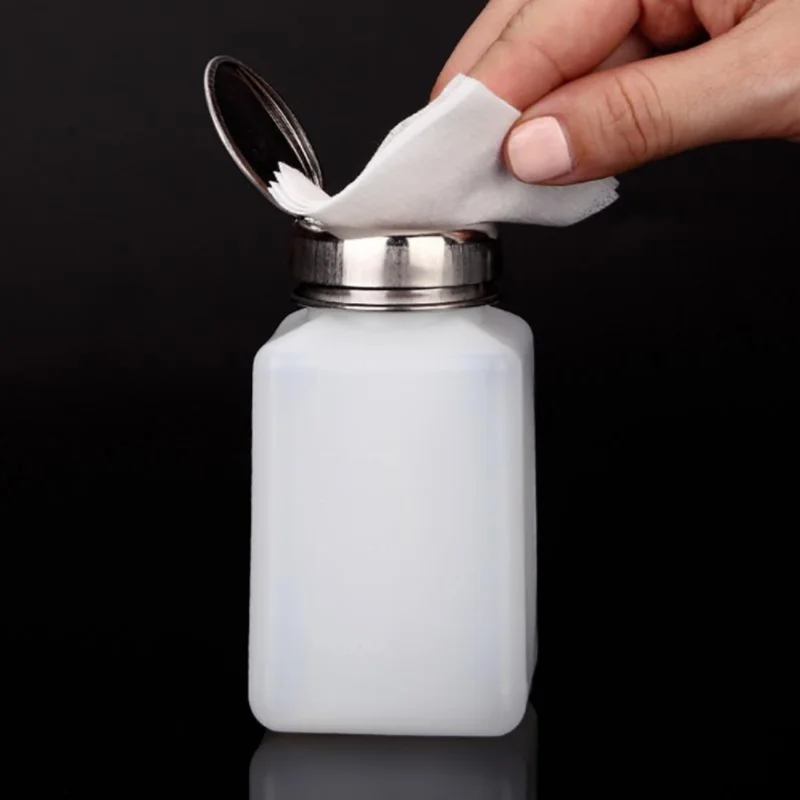 

200ML Portable Press Empty Refillable Bottle Liquid Alcohol Pump UV Gel Nail Polish Cleaner Acetone Water Remover Dispenser