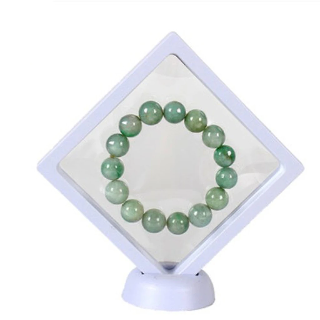 3D Floating Frame Display Holder Coin Display Stand for Challenge Coins, Jewelry, Antique, Medal, White 7x7cm