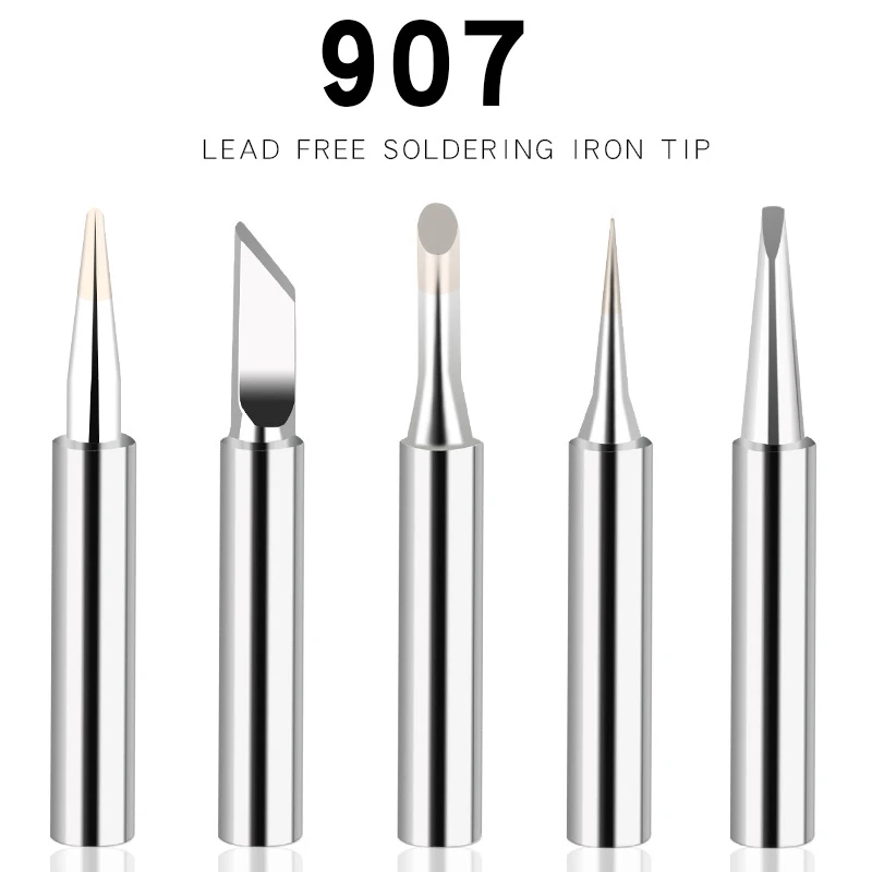 1pcs Lead-free 907 Solder Tip welding head core 60w Tip Sleeve Soldering iron tips repair for NO.907T 905E MT-3927 Accessories gasless aluminum welding wire