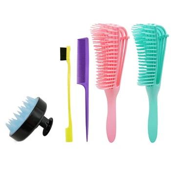 

Detangler Hair Brush Anti-Static Scalp Comb Salon Styling Hair Brushes Comb Set for Hair Textured 3A to 4C Kinky Hair