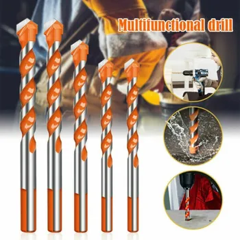 

4/5/10Pcs Electric Tools Center Drill Hammer Concrete Ceramic Tile Metal Drill Bit Round Shank 6mm-12mm Wall Hole Saw Drilling