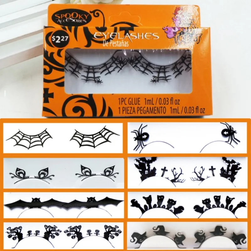 

1 Pairs False Eyelashes Handmade Paper-cut Eye Lashes Halloween Makeup False Eyelashes Fashion Black Paper Eye Maquiagem