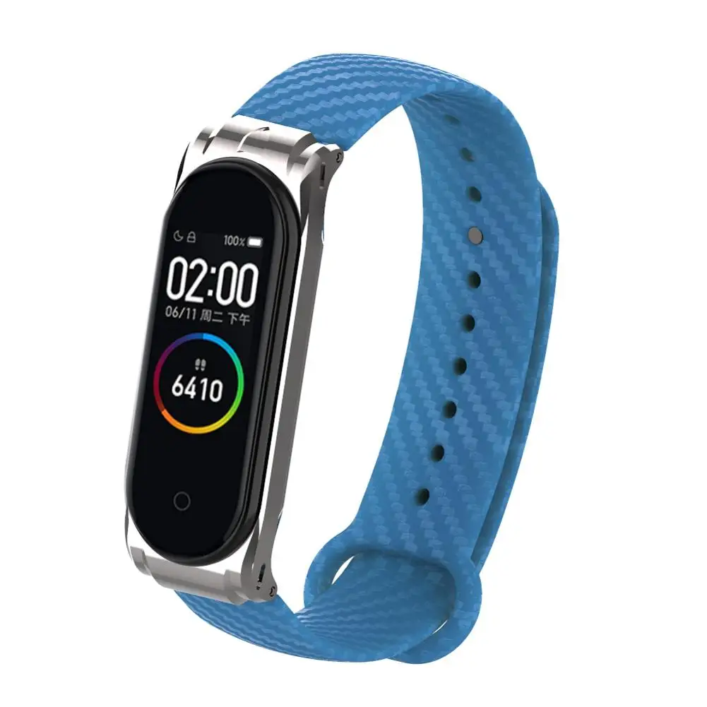 Xiaomi mi из углеродного волокна 4 3 ремешок Модный Цветной ремешок Ремешок для mi Band 4 Xiaomi mi ремешок 3 сменный Браслет - Цвет: leak blue