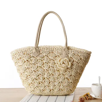 

Dorpshipping Wholesale New One-shoulder Woven Bag Fashion Gold Thread Exquisite Shell Hook Flower Straw Woven Bag Beach Bag