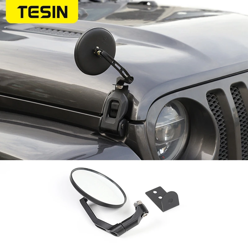 

Car Exterior Hood Cover Backup Mirror for Jeep Wrangler JL 2018 2019 for Gladiator JT 2020 Car Accessories Avoid Blind Spots